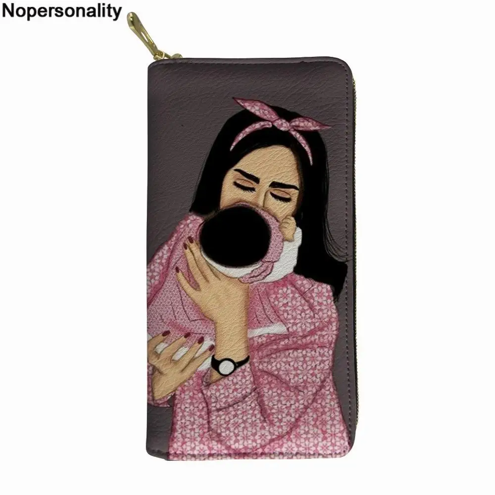 Длинные кошельки Nopersonality с мультяшным принтом Super Mama женские розовые Клатчи из