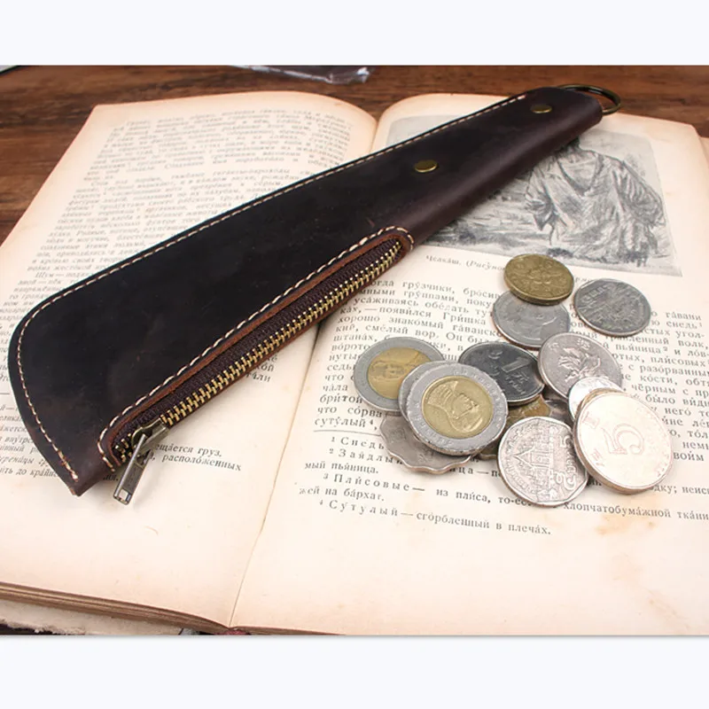 Кожаный кошелек LEACOOL из натуральной кожи для мелочи Бостонская ракетка гриен