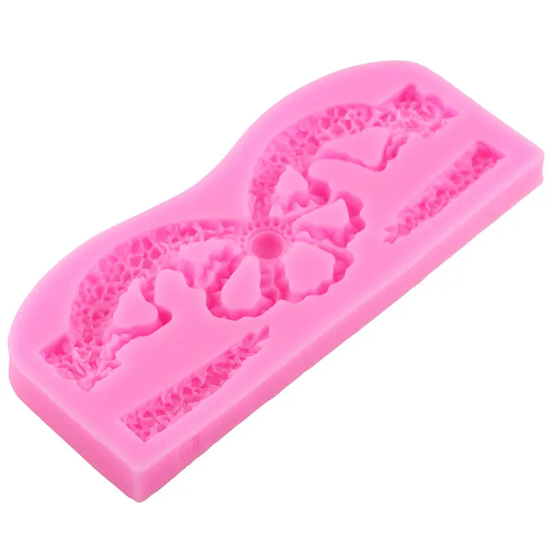 Baroque Relief Bow Ribbon Border Silicone Mold Crown Cupcake Topper Fondant Cake Decorating Tools Candy Chocolate Gumpaste Mould | Дом и сад