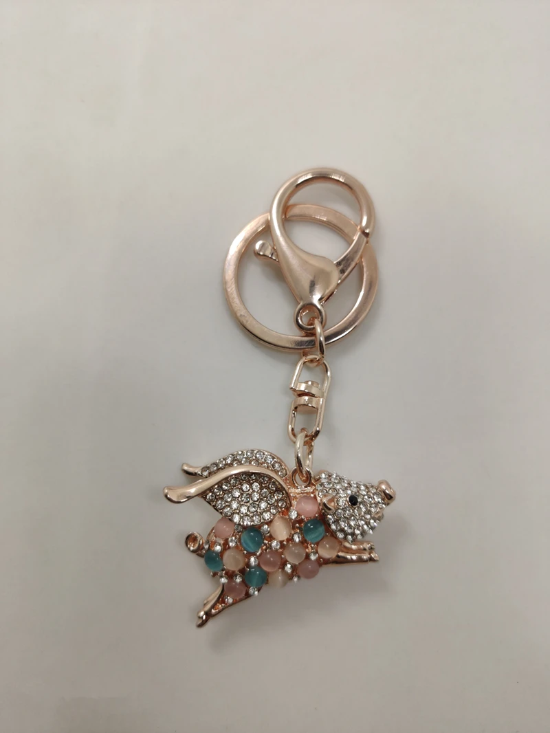 Брелок для ключей с кристаллами и разноцветными камнями милая сумка украшение
