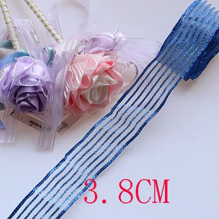 3.8CM 5YARD 4 см-5 см 5 ярдов аксессуары для поделок лента с проволочным краем, Жесткая сетка, лента, Золотая лента, декоративная подарочная коробка с деревом, упаковка с бантом - Цвет: 3.8CM 5YARD