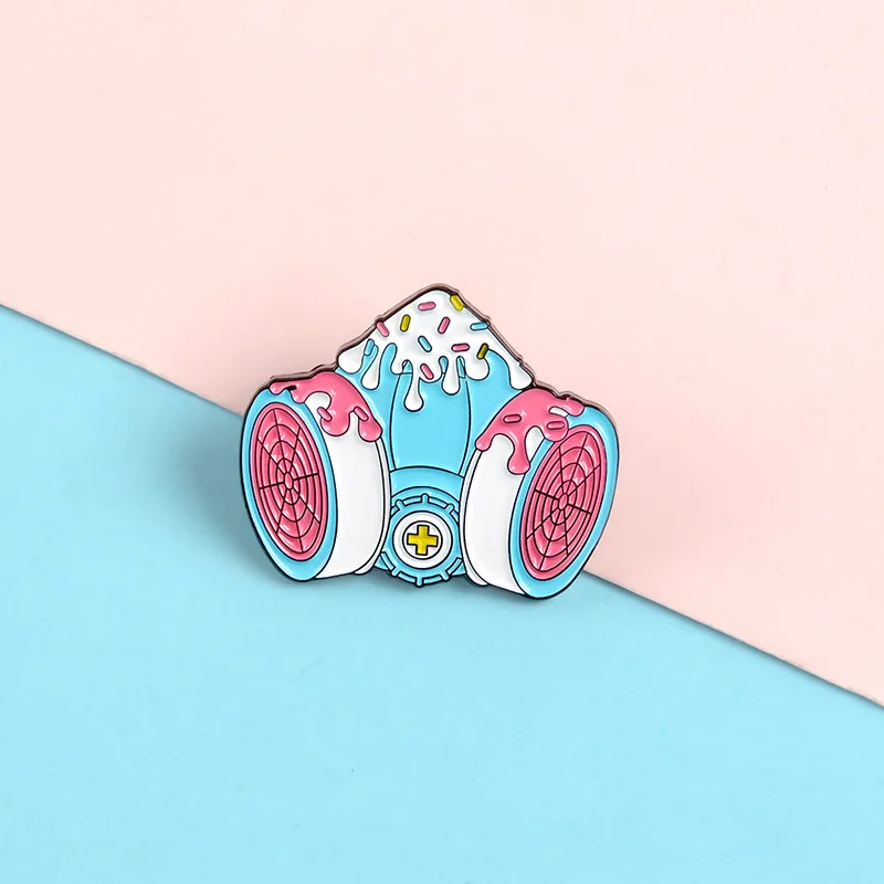 GDHY Melty Gas Mask Brooches Ice cream Candy mask Enamel Pin Lapel Shirt Bag Badge Cartoon Pastel Jewelry Gift for Friends | Украшения и