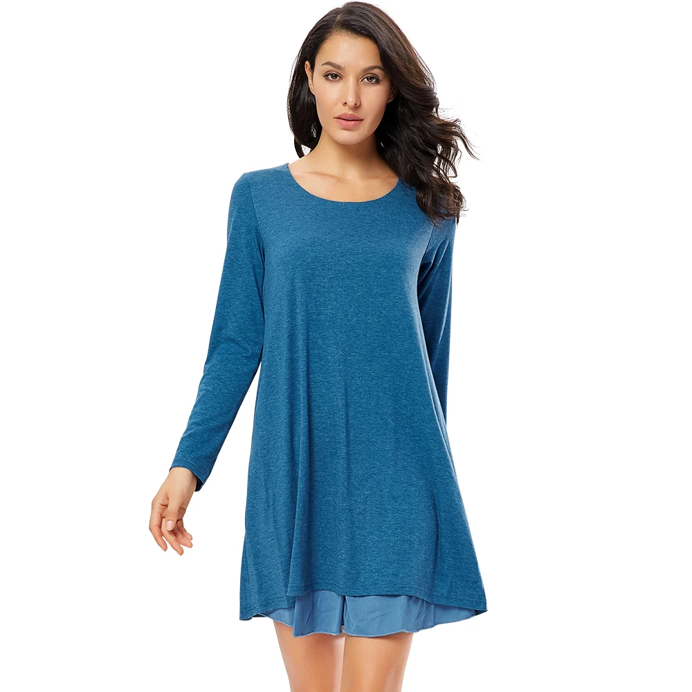 Женское платье повседневное свободное прямое многослойное женское с длинным