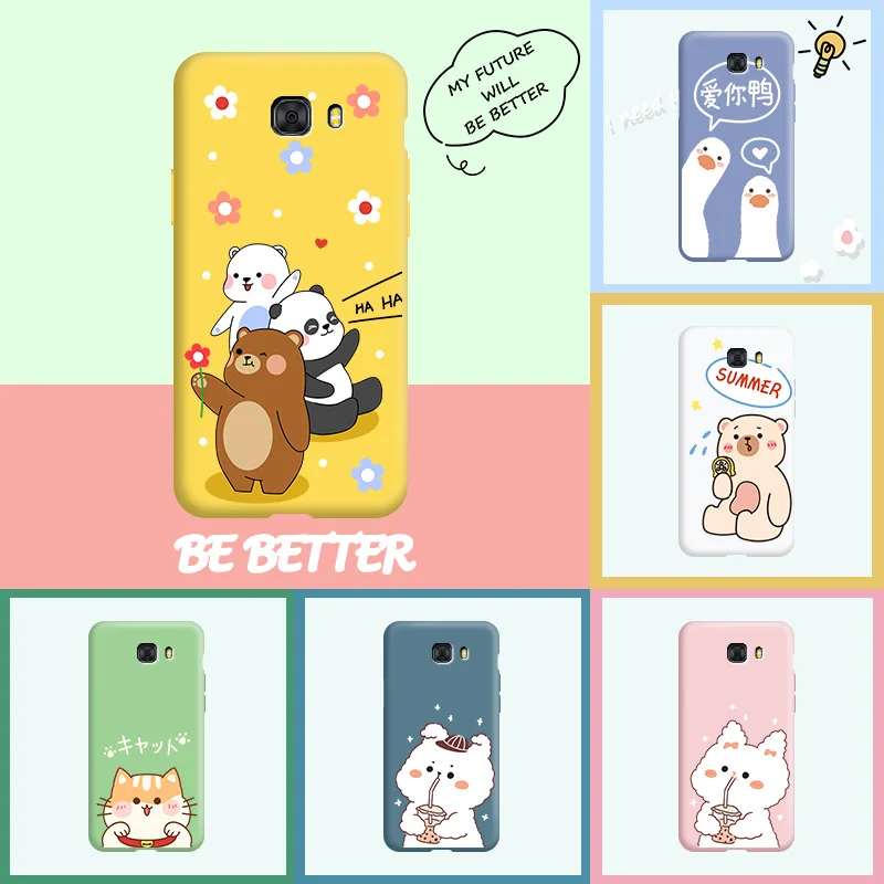 

For Samsung C9/C9Pro Cute Cartoon Protective Phone Case Candy Color Frosted Soft Silicone Cover for Women Popular Funny Pattern