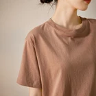 Летняя женская футболка в английском стиле, простая однотонная хлопковая футболка с коротким рукавом и круглым вырезом, Женская свободная футболка большого размера в стиле ретро