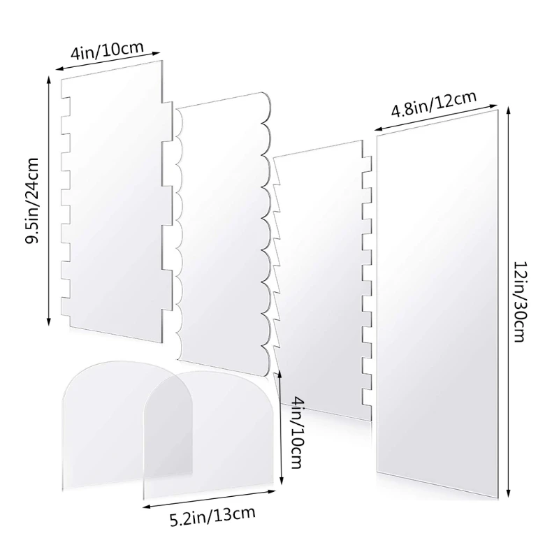 

Transparent Cake Scraper Edge Side Edge Smoother Pastry Mold Making Scraper Rectangular Acrylic Cake Baking Tools Easy