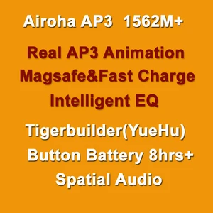 ap3 tigerbuilder 1562m airoha bluetooth wireless earbuds headphone eq button battery support magsafe fast wireless charge