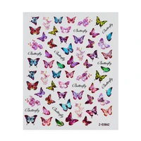 10pcs colorful blue red pink butterfly nail stickers beautify nail art transfer decoration accessories slider manicure decal sti