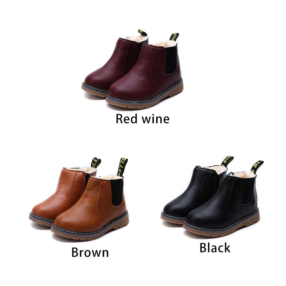 

Kids Shoes Rubber Boots Children Leather Botas Boys Girls Waterproof Plush Snow Boots Toddler Sneakers Boots