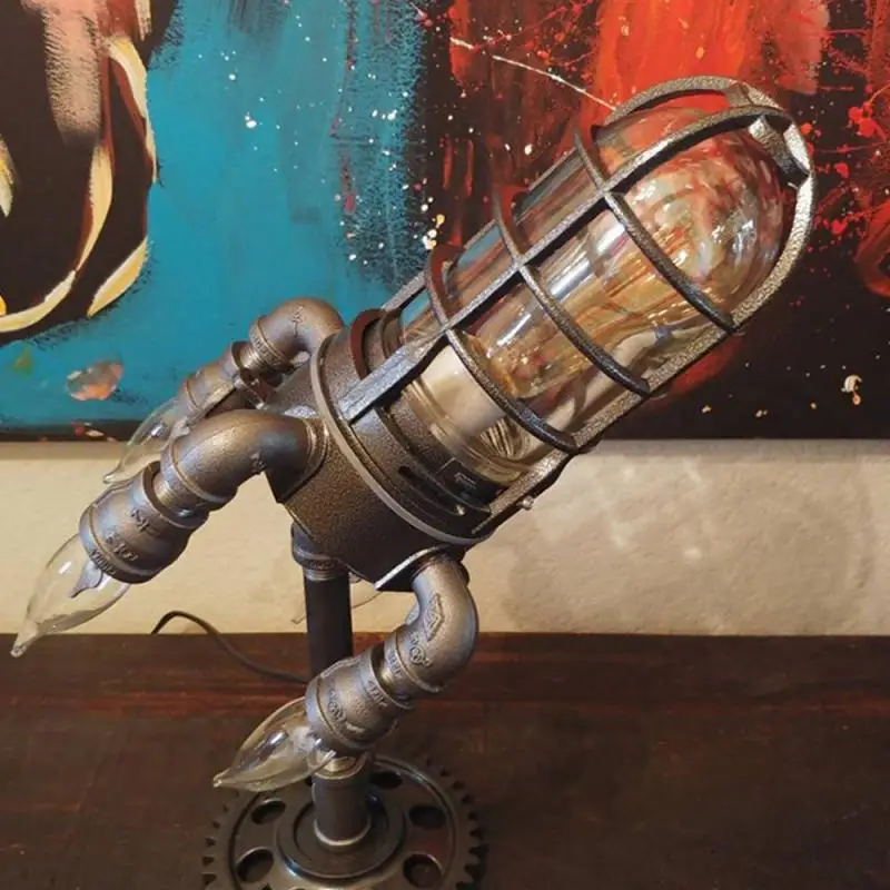 

Creative Space Shuttle Lamp Rocket Steampunk Industrial Desk Night Lamp Decoractive Bedside Table Night Light For Bedroom Decor