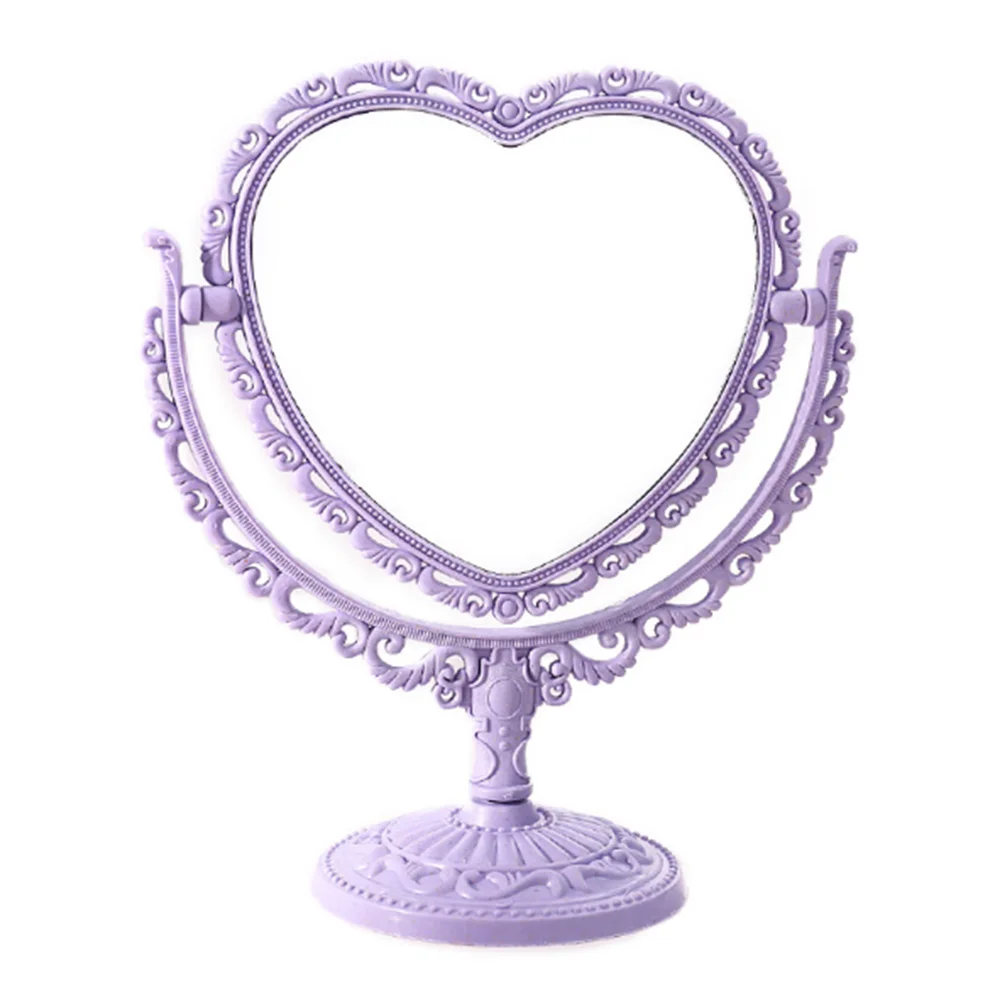 

Heart Makeup Lace Dressing Table Mirror Vanity Double-side Large Make Up Mirror Stand for Cosmetics Decorative Bedroom Bathroom