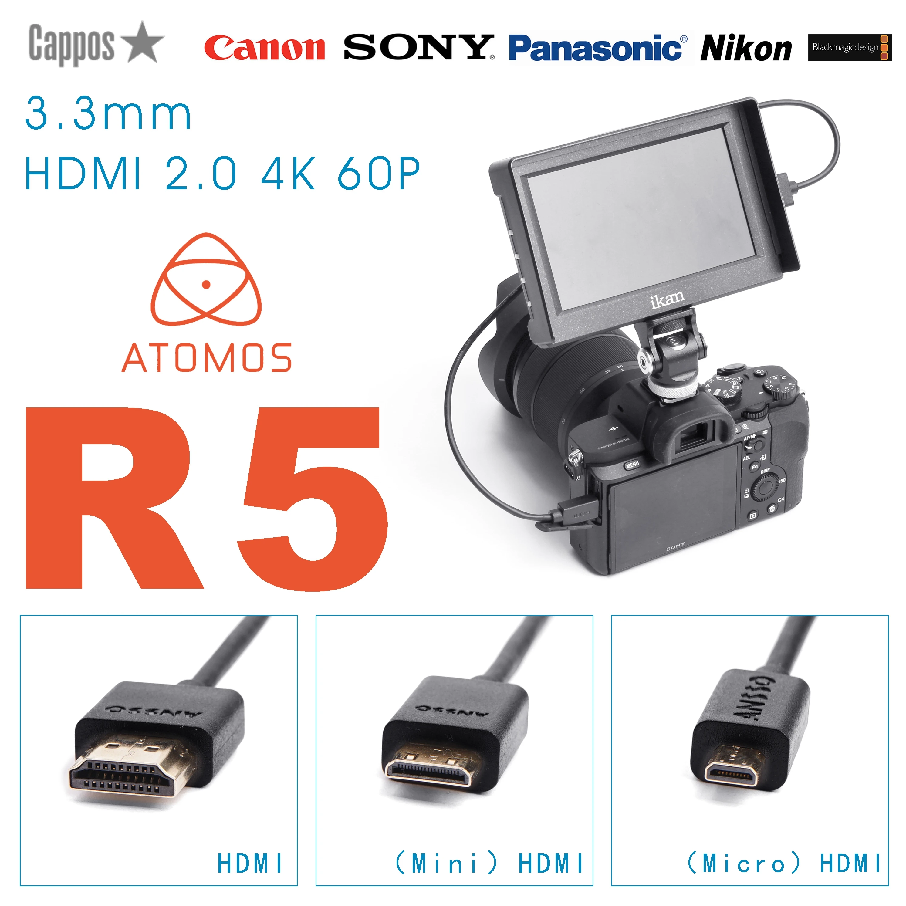Аналоговый HDMI-совместимый Ультратонкий Очень гибкий кабель 4K60P мини микро