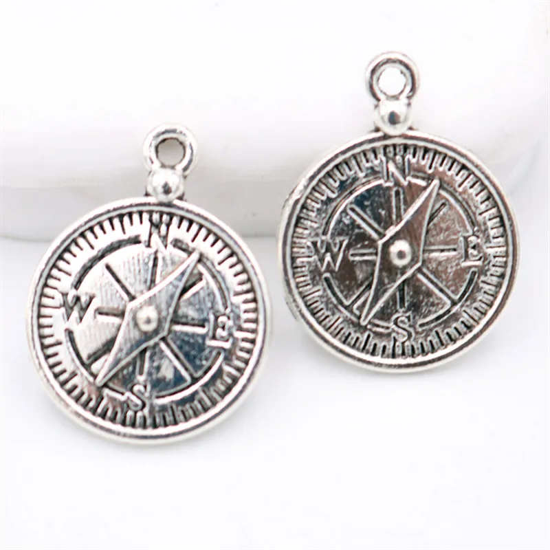 10 шт. посеребренный компас Подвески Сделай Сам очаровательные серьги браслет
