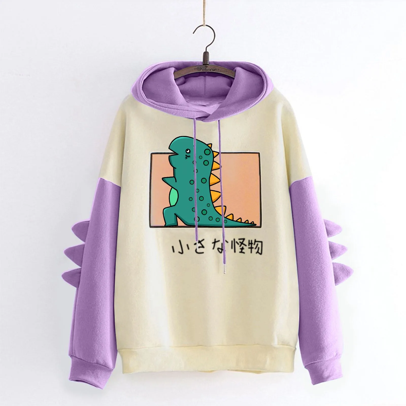 Women Casual Fashion Hoodie Loose Dinosaur Print Sweatshirt Pullover Tops Streetwear Women Oversized Hoodies Moletom Feminino