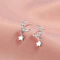 sliver 925 earring stars moon earrings sweet jewelry earrings shiny zircon earrings for women girls holiday gift