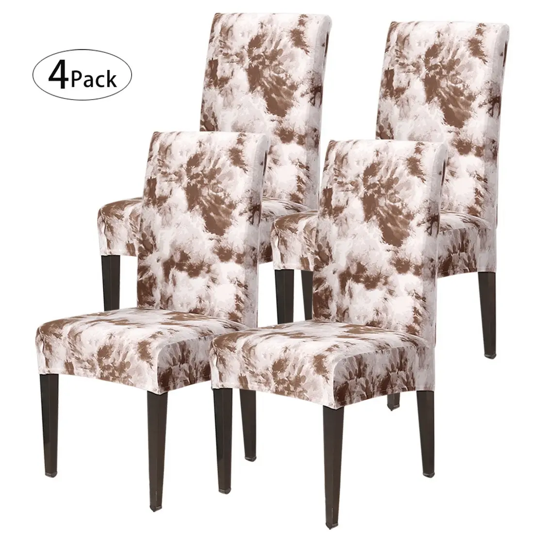brown 4pc Съемный стул чехлы с цветочным принтом эластичные Чехлы ресторан для свадеб банкета складной чехол на отельные стулья - Цвет: brown 4pc