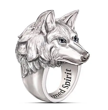 

Exaggerate Jewelry New Domineering Arctic Wolf Ring Nordic Mythical Viking Warrior Wolf Fenrir Men's Ring Punk Style Party Rings