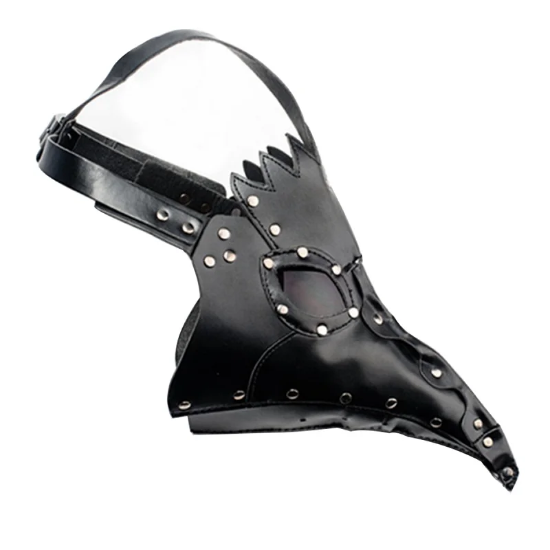 black New plague doctor mask Beak Doctor Mask Long Nose Cosplay Fancy Mask Gothic Retro Rock Leather Halloween beak Mask - Цвет: black