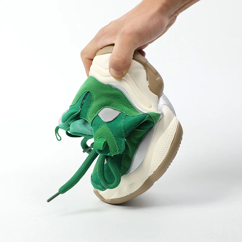 Женская обувь на платформе Сезон осень-зима зеленого цвета повседневная из плюша