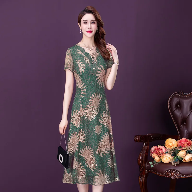 Платье женское шелковое на молнии с тонким принтом V-образным вырезом простое