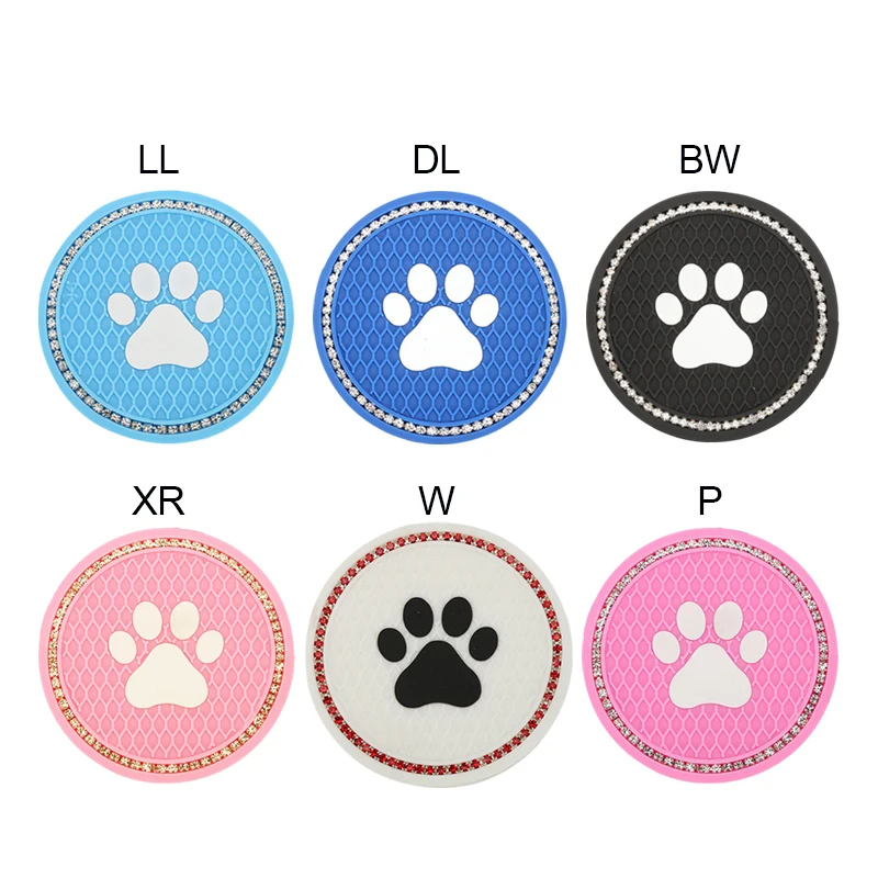 

2pcs Trendy Car Diamond Water Cup Mat Practical Car Cup Coaster Mat Durable Rhinestone Auto Parts