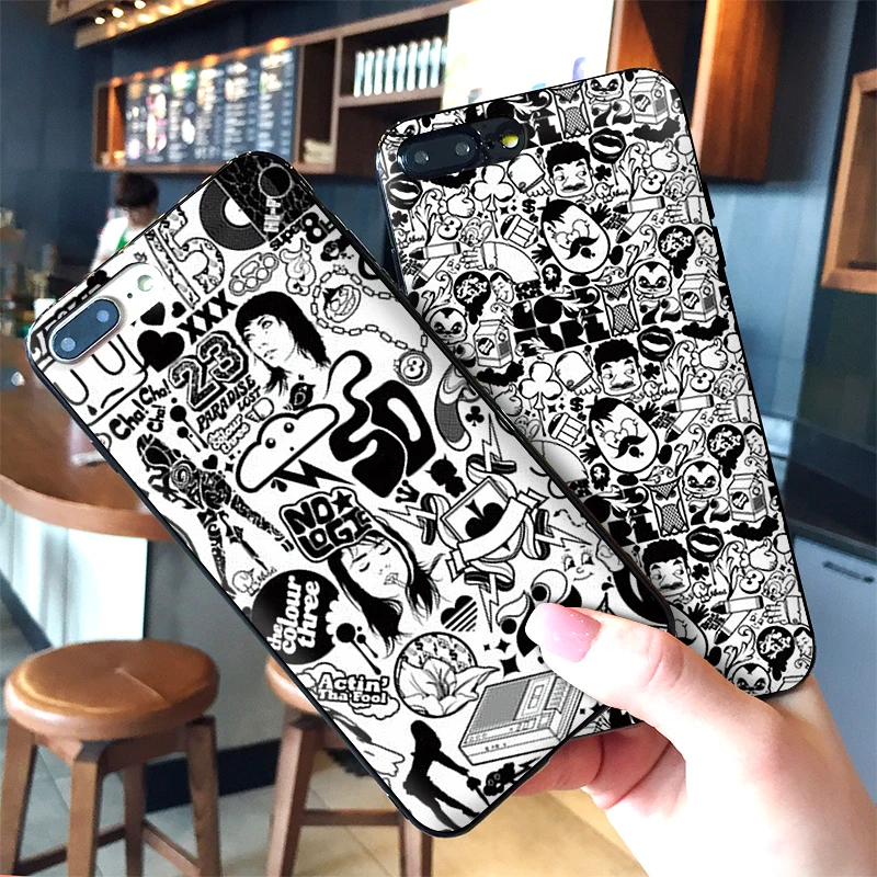 Черный граффити Чехлы для мобильных телефонов iPhone X XS MAX XR 6S 7 8 Plus чехол модные