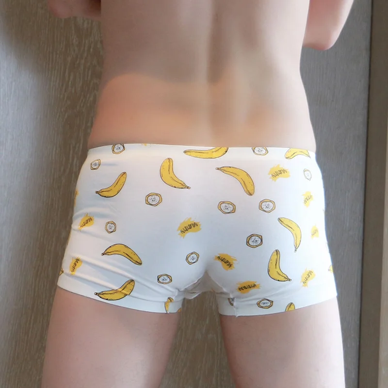 Мужское хлопковое модное нижнее белье с принтом банана из мультфильма дышащие
