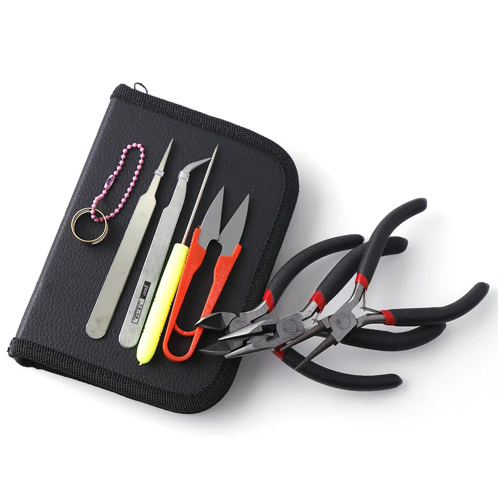 8Pcs Stainless Jewelry Making Tool Kit With Round Nose Plier Wire Cutter Scissor Set For Bracelet Necklace DIY Handmade Supplies