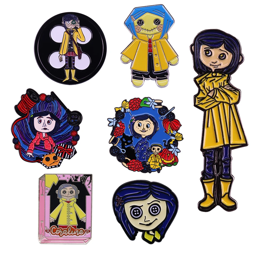 LT915 Coraline Cute Enamel Lapel Pin Badge Pins Hats Clothes Backpack Decoration Jewelry Accessories Gifts for Friends | Украшения и