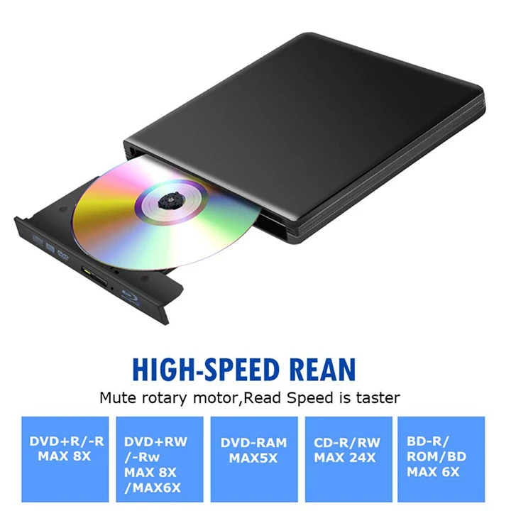 Yahey Bluray плеер Внешний оптический привод USB 3,0 Blu-Ray BD-ROM CD/DVD RW записывающее устройство Портативный для ноутбука Macbook