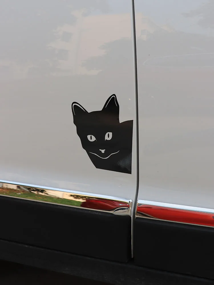 

ZTTZDY 14.1*16.5CM Car Sticker Peeking cat Vinyl Decal Bumper Motorcycle Black/Silver ZJ4-0094