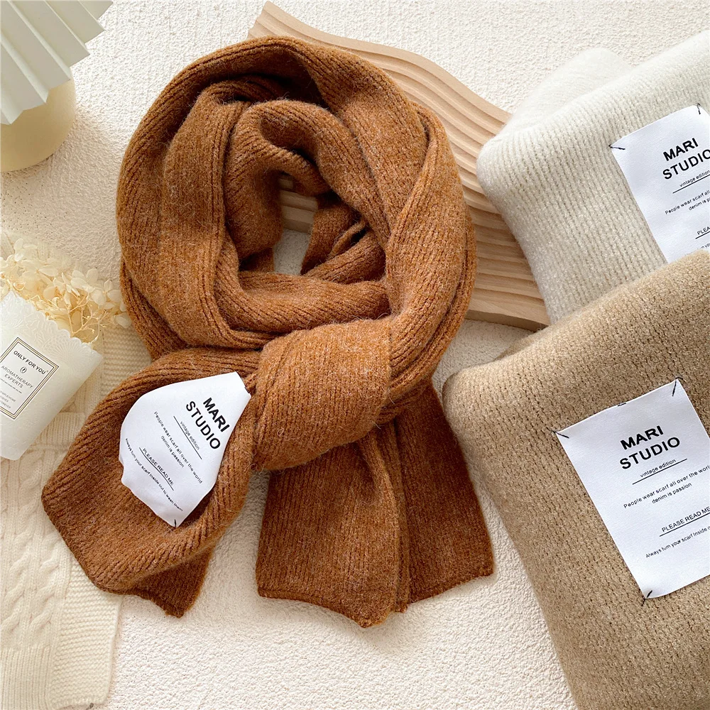 

solid color knitted warm scarf Korean soft shawl female fashion in autumn and winter