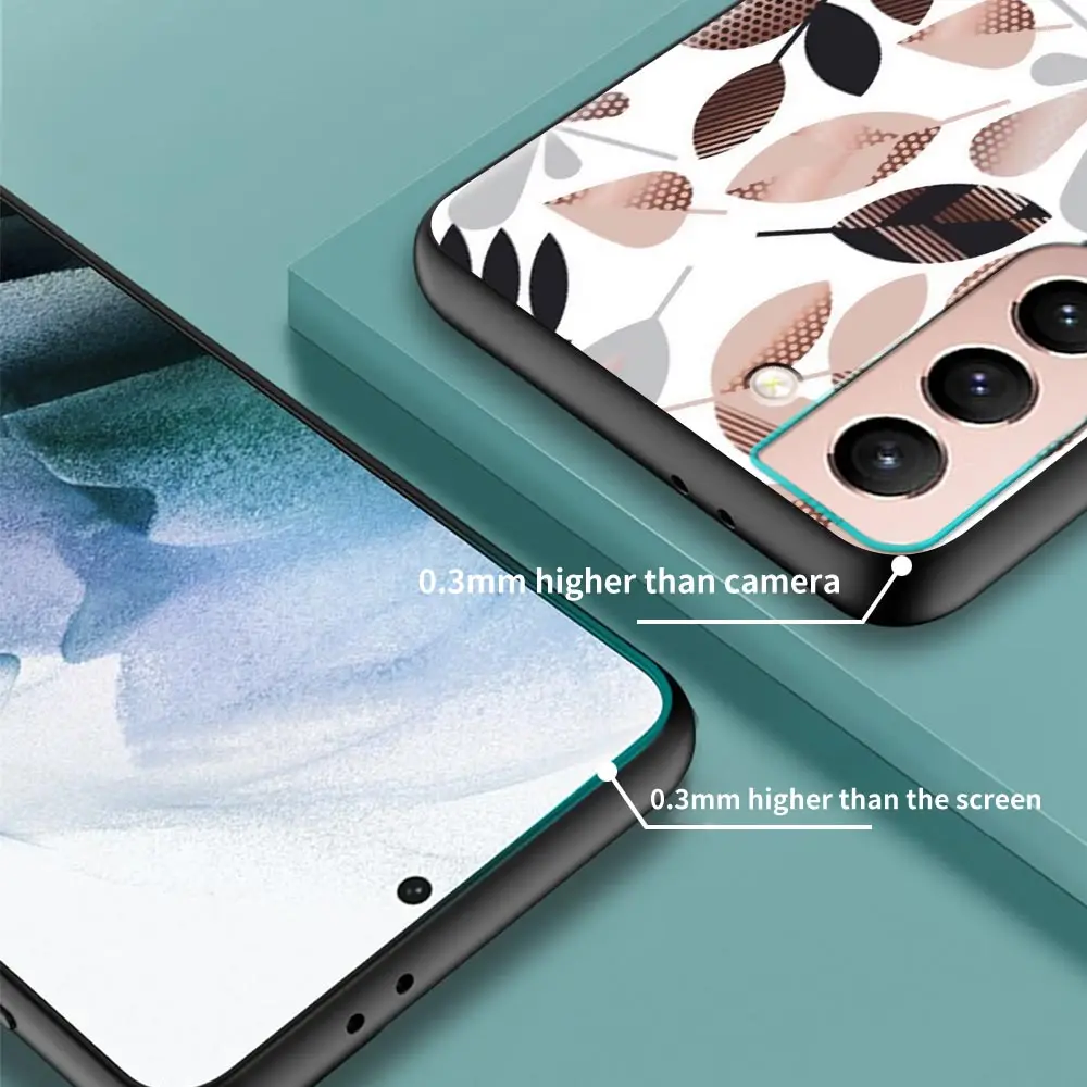 

Hot Flower Leaf Smart Phone Case For Samsung S21 Ultra Galaxy S20 FE S10 S9 Plus Lite S10e TPU Cover Soft Capa Black Fundas