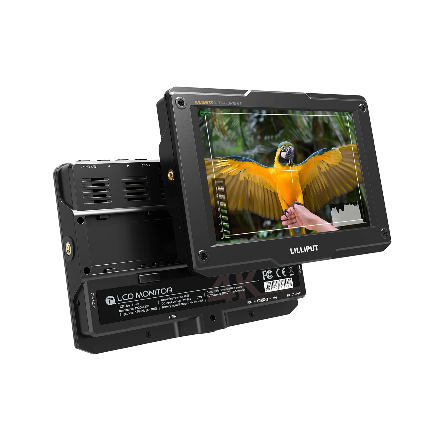 

Lilliput H7 7 Inch 1800Nit Ultra Bright Sunlight Visible 4K HD HDR 3D-LUT Camera Field Monitor for Outdoor Video