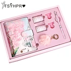 Ручной блокнот A6, набор для студентов, записная книжка, персонализированный креативный блокнот с сеточкой и красным цветком вишни, Подарочная коробка, блокнот со свободными листами