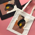 Холщовые женские сумки большой емкости с абстрактным мультипликационным принтом, в стиле Харадзюку, винтажные, черные, в стиле ольччан, шикарные