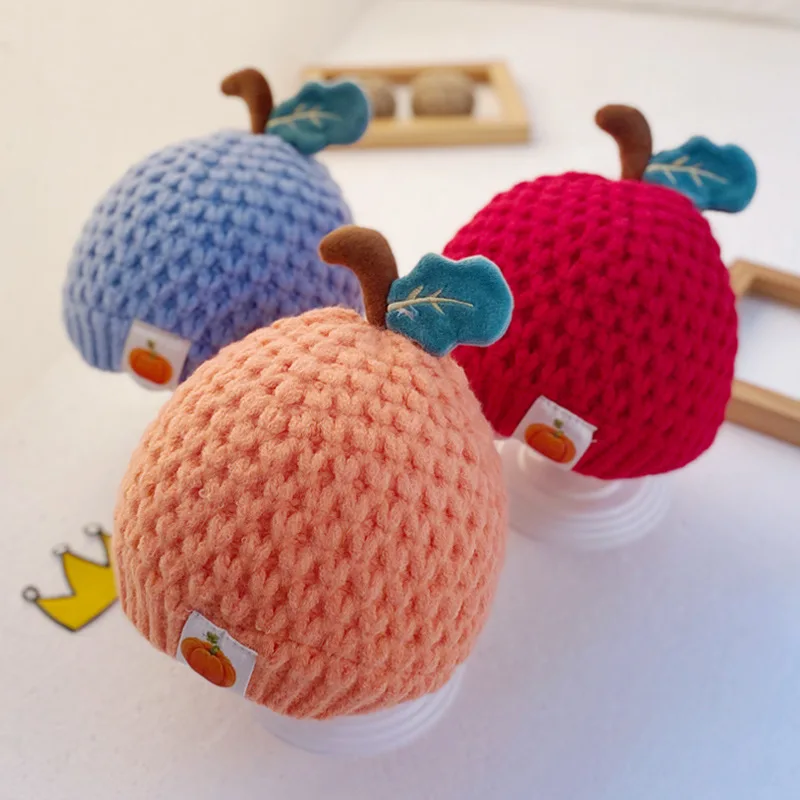 

Оранжевая осенне-зимняя шапка ручной вязки для маленьких мальчиков и девочек шапка ручной вязки для малышей и детей Детская вязаная крючко...