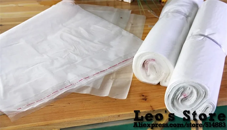 

Wholesale 100pcs/lot 38 x 51cm*120mic Large Self Adhensive Plastic Clothes Packaging Bag, High Quality White PE Clothing Bag
