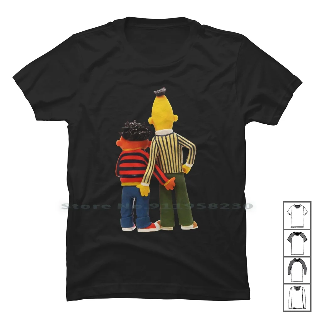 

Real Love Bert And Ernie T Shirt 100% Cotton Illustration Popular Trend Real Love Hot End Ny Me Funny Anime Love