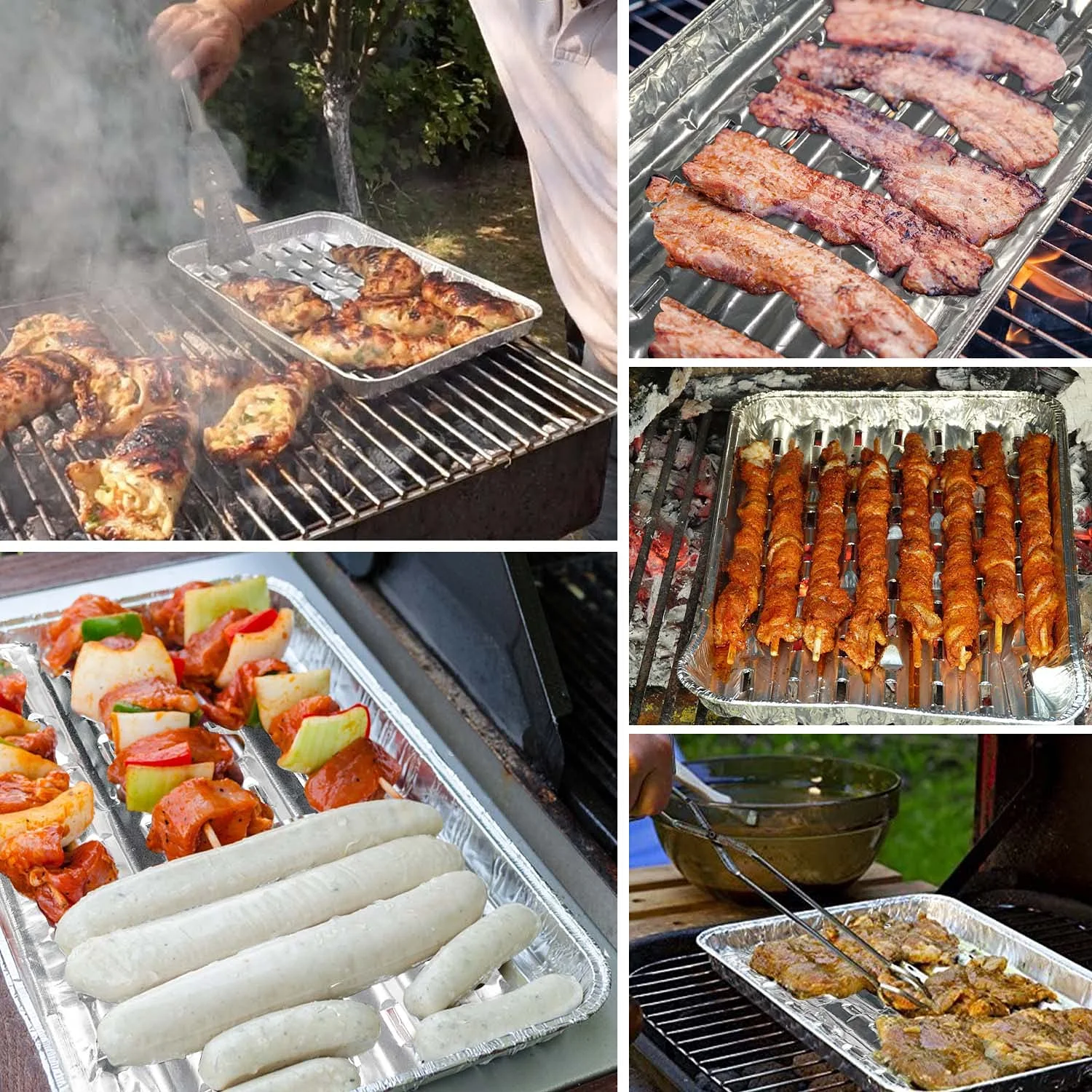 8 piezas de aluminio para hornear, revestimiento desechable para hornear, bandeja de papel de aluminio adecuada para cocinar/asar/calentar-3