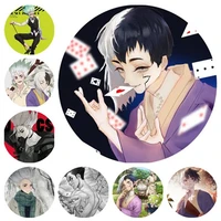 anime dr stone cosplay backpack badges ishigami senkuu brooch pins shishio tsukasa collection toys breastpin for bags clothes