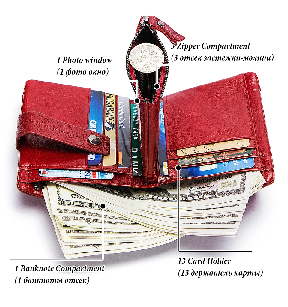 carteiras masculinas de couro carteira vintage com três com suporte para cartões walet