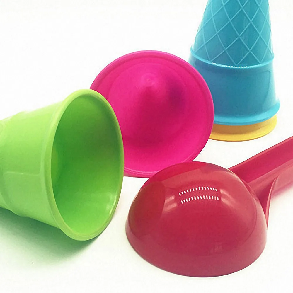 

5pcs/lot Baby Beach Sand Toys Ice Cream Cone Scoop Mould Beach Play Sand Snow Play Water Toys for Kids Outdoor Pretend Games