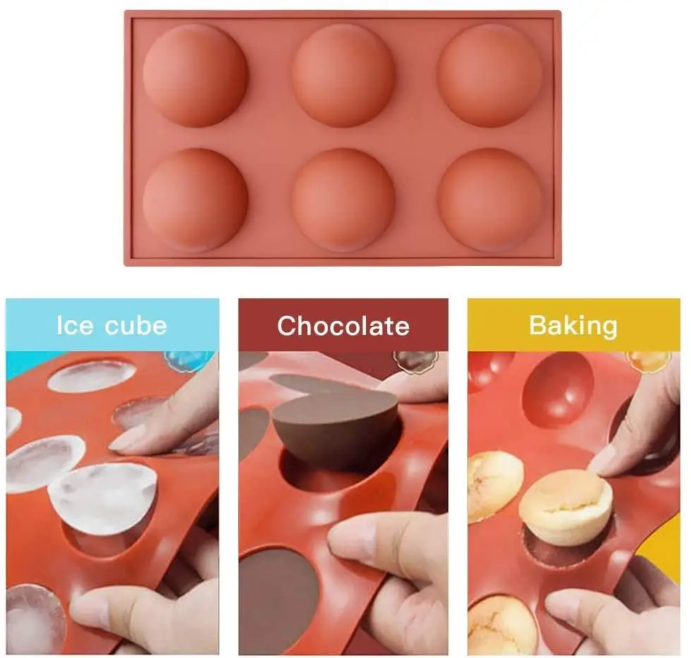Molde de silicona para Chocolate, pastel, gelatina, pud&iacute;n, forma redonda, medio caramelo, antiadherente, sin BPA, para hornear #89-5