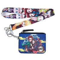 japanese anime ghost slayer card holder keychain coin purse meal card staff card mobile phone lanyard car key ring student2021