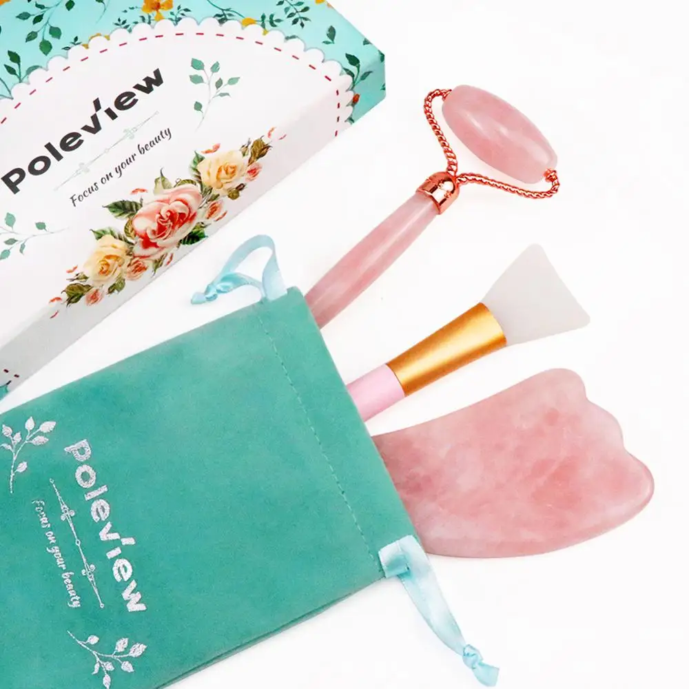 Spa grade нефритовый валик и Gua Sha набор инструментов для лица уменьшения морщин