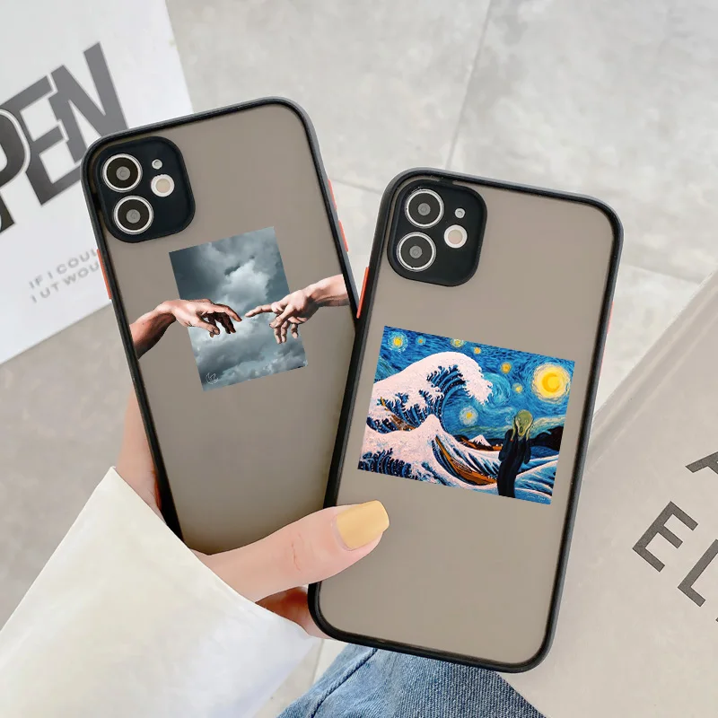 Funny Art Hand Creation of Adam Cell Phone Case for iPhone 14 11 12 13 Pro Max SE2 7 8 Plus X XS Max XR Black Hard Back fundas