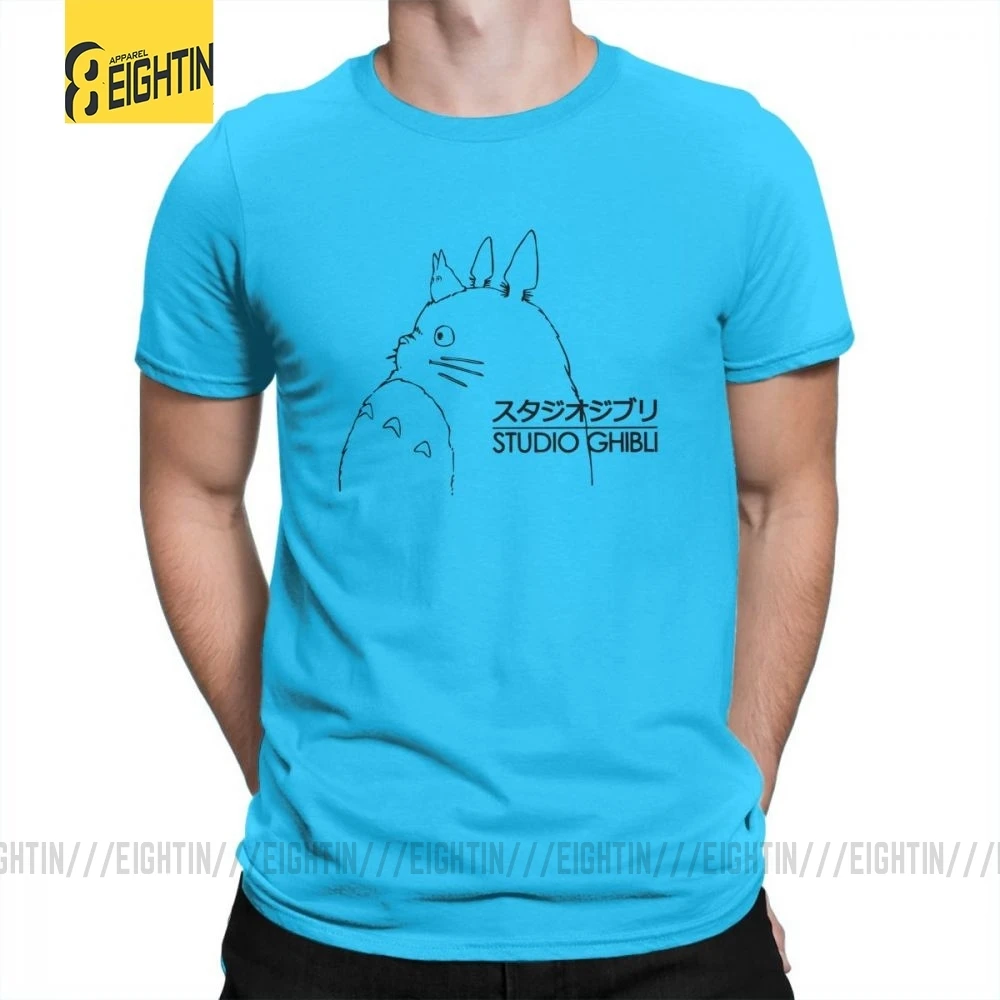 My neighit Totoro Studio Ghibli TotoroT-футболки Хаяо Миядзаки, мужские футболки с коротким рукавом, летняя одежда, футболки из чистого хлопка - Цвет: Medium Blue