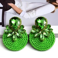 new design colorful crystal handmade round earrings high quality statement fashion rhinestone jewelry accessories for women