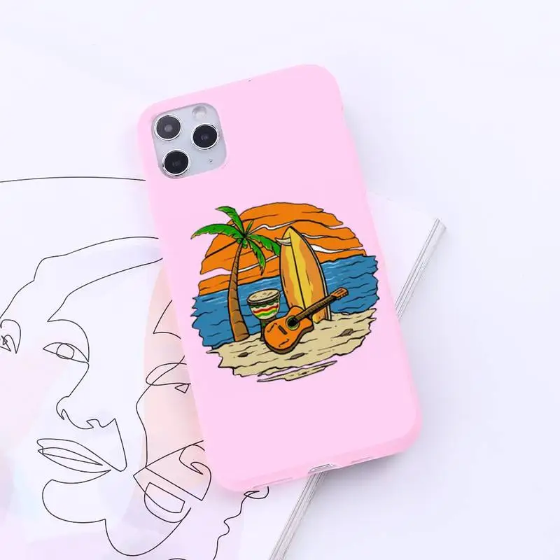 

Hot Sea wave surf summer surfing ocean Phone Case Candy Color for iPhone 6 7 8 11 12 s mini pro X XS XR MAX Plus